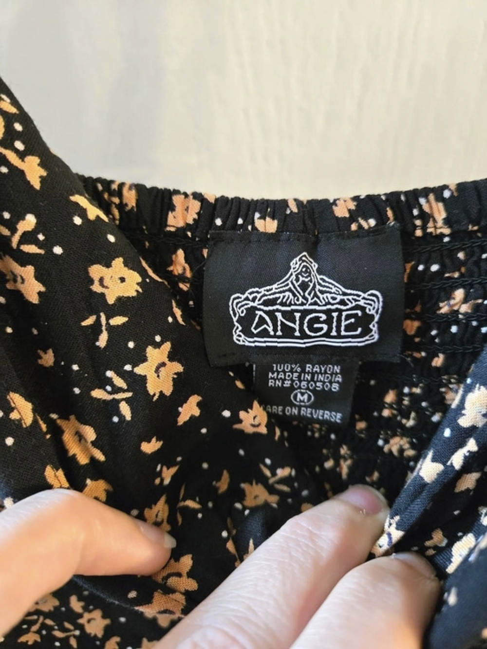 Angie Black Floral Twist Front Mini Dress Black & Orange Floral Twist Front Mini - Picture 2 of 7